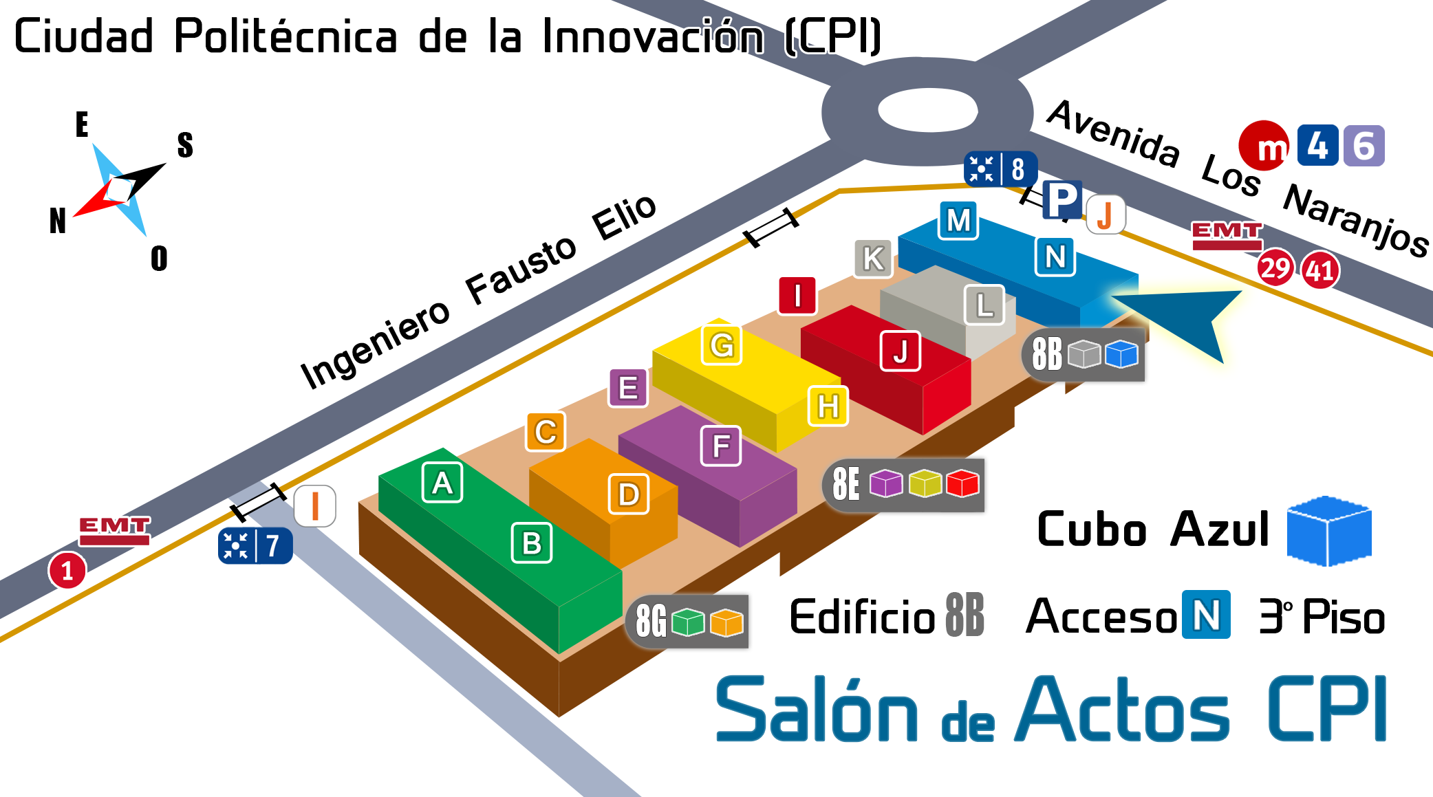 Mapa ubicación Salón Actos CPI - Cubo AZUL