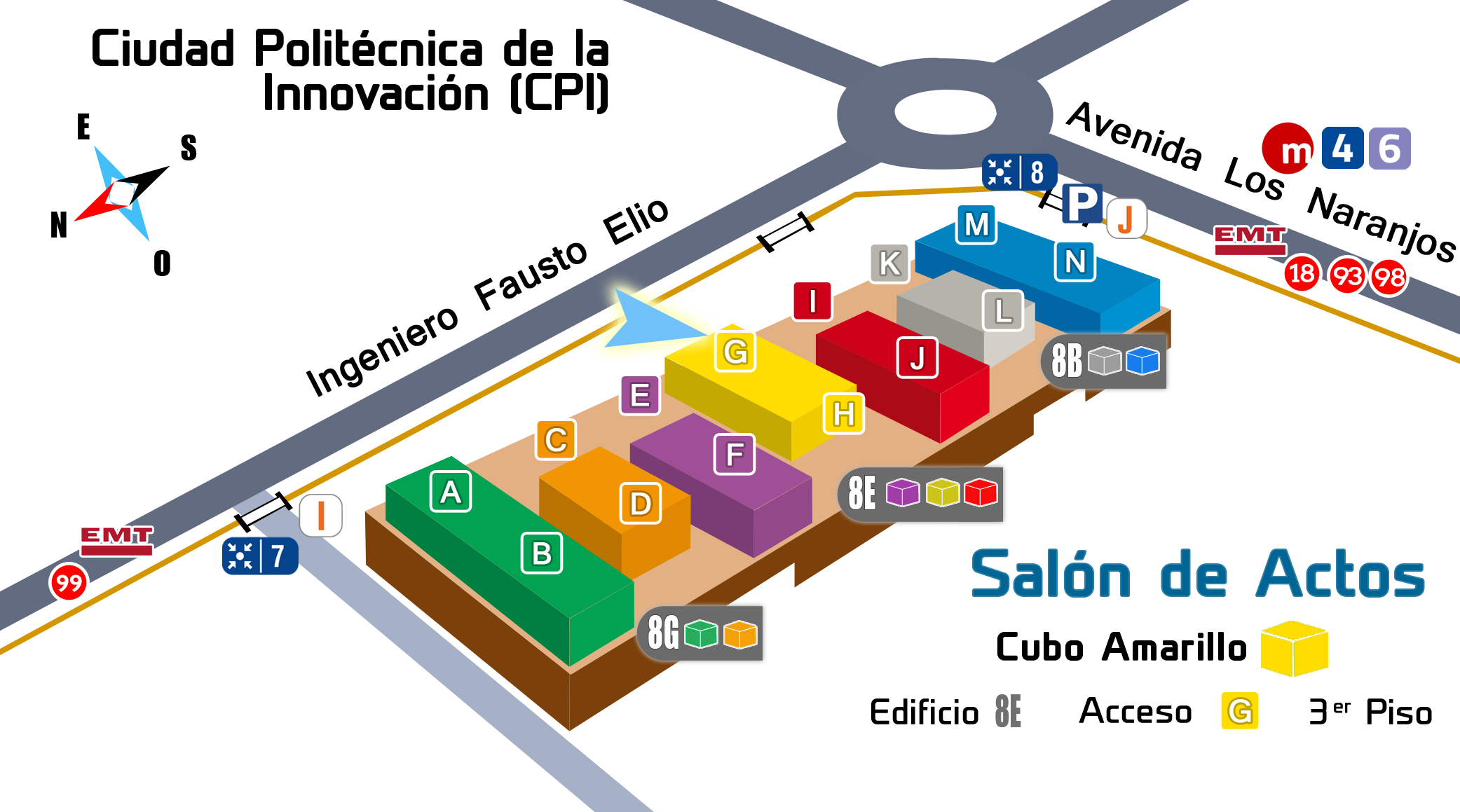 Mapa ubicación Salón Actos - Cubo Amarillo -  CPI - UPV